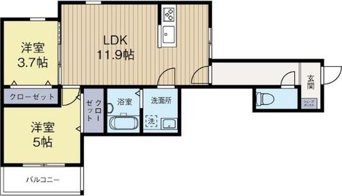 福岡県福岡市東区馬出5丁目(アパート)の賃貸物件の間取り