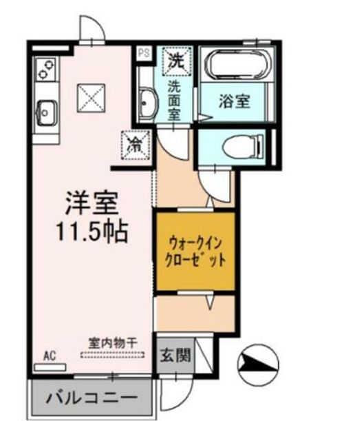 兵庫県宝塚市鹿塩1丁目(アパート)の賃貸物件の間取り