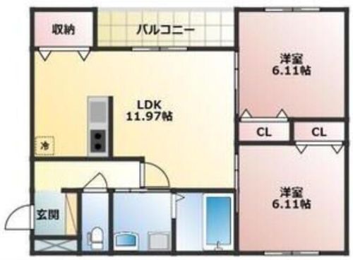 兵庫県尼崎市尾浜町2丁目(アパート)の賃貸物件の間取り