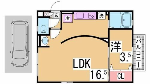 兵庫県神戸市北区谷上南町(アパート)の賃貸物件の間取り