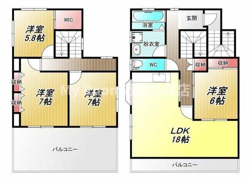 大阪府八尾市太田新町2丁目(一戸建)の賃貸物件の間取り