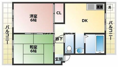 兵庫県尼崎市田能4丁目(マンション)の賃貸物件の間取り