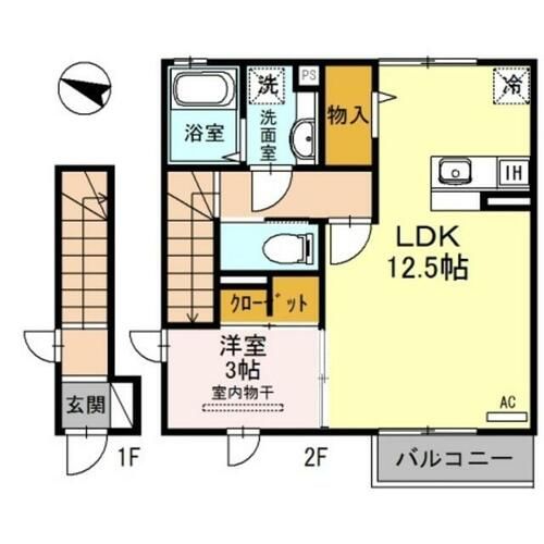兵庫県伊丹市大野1丁目(アパート)の賃貸物件の間取り