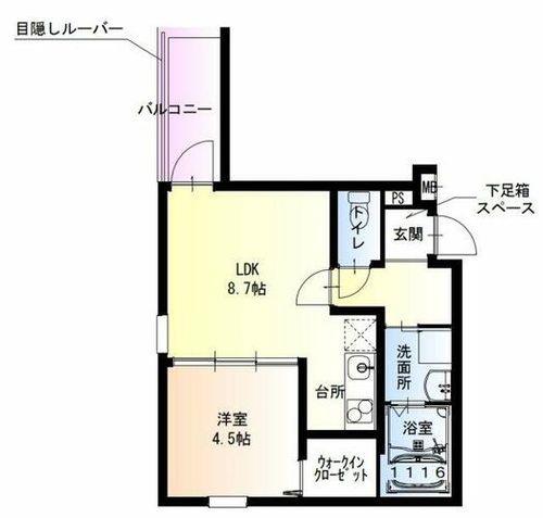 大阪府大東市野崎1丁目(アパート)の賃貸物件の間取り