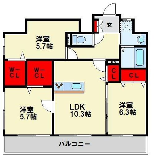 LUX紅梅の間取り