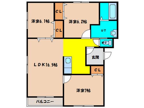 パティオ美原Aの間取り