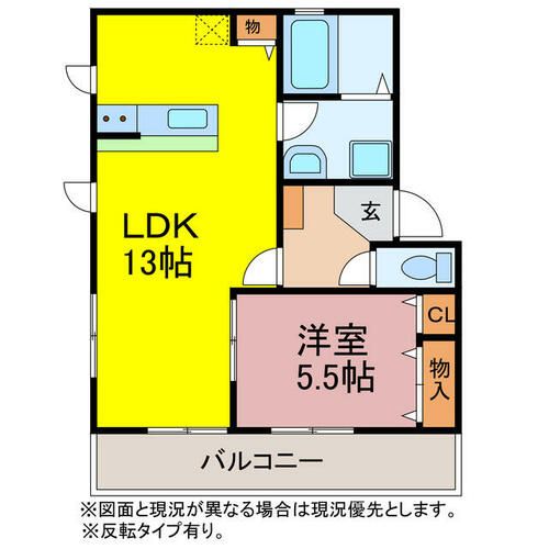 愛知県豊橋市岩屋町字岩屋下(アパート)の賃貸物件102の間取り