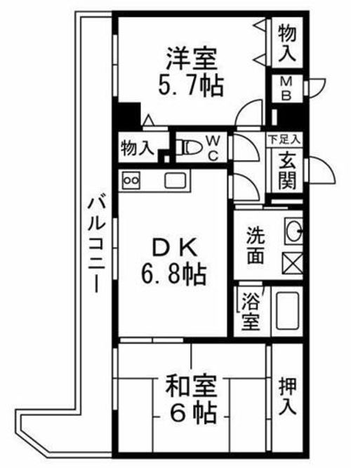 大阪府高石市高師浜3丁目(マンション)の賃貸物件102の間取り