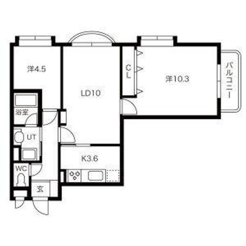 北海道札幌市中央区南十八条西13丁目(マンション)の賃貸物件205の間取り