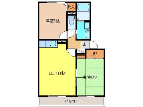 愛知県丹羽郡扶桑町大字高木字桜木(アパート)の賃貸物件の間取り