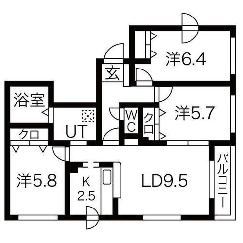 北海道札幌市中央区南十八条西14丁目(マンション)の賃貸物件の間取り