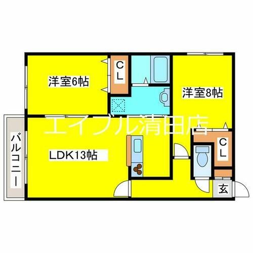 ワールドイン清田Ⅰ102の間取り