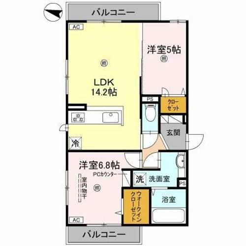 大阪府堺市東区日置荘原寺町(アパート)の賃貸物件の間取り