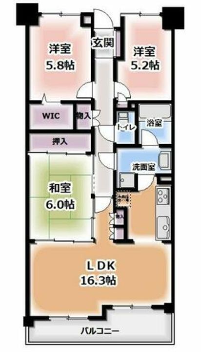 オークヒルズ香里三番館の間取り