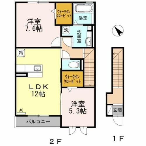 ラフィネ横山 A・B棟A202の間取り