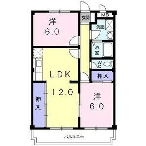 愛知県名古屋市名東区亀の井2丁目(マンション)の賃貸物件の間取り