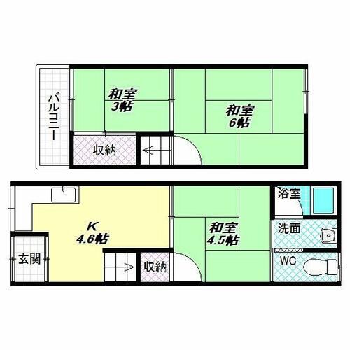 大阪府松原市高見の里6丁目(一戸建)の賃貸物件1の間取り