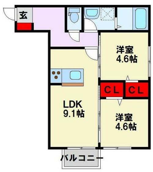 福岡県北九州市八幡東区前田1丁目(アパート)の賃貸物件の間取り