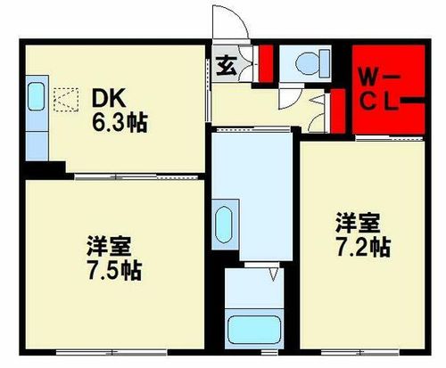 三洋タウン木屋瀬 B棟の間取り