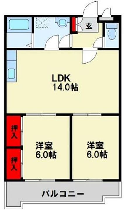 福岡県北九州市八幡西区青山2丁目(マンション)の賃貸物件の間取り
