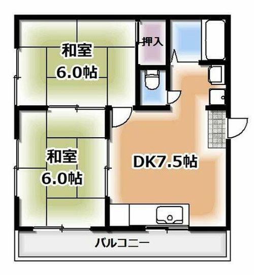 大阪府寝屋川市黒原城内町(アパート)の賃貸物件の間取り
