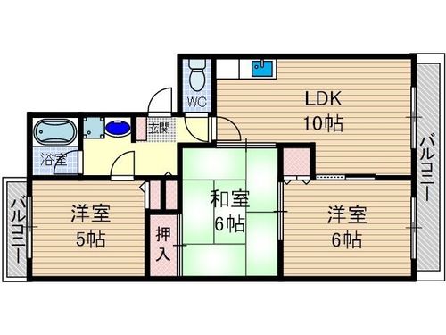 チェリーアベニュー南茨木B棟の間取り
