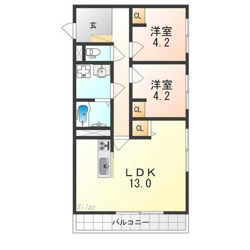 大阪府高石市千代田2丁目(アパート)の賃貸物件の間取り