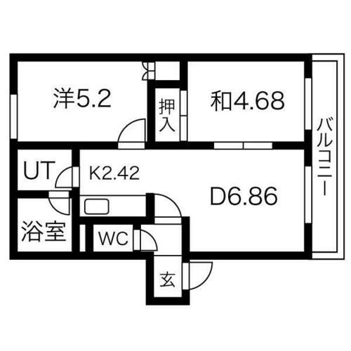 北海道札幌市東区北二十二条東13丁目(マンション)の賃貸物件の間取り