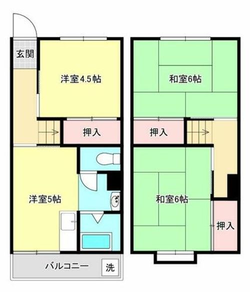 鶴甲コーポ27号館105の間取り
