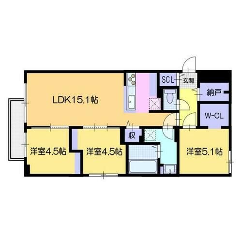 北海道札幌市中央区南六条西20丁目(マンション)の賃貸物件の間取り