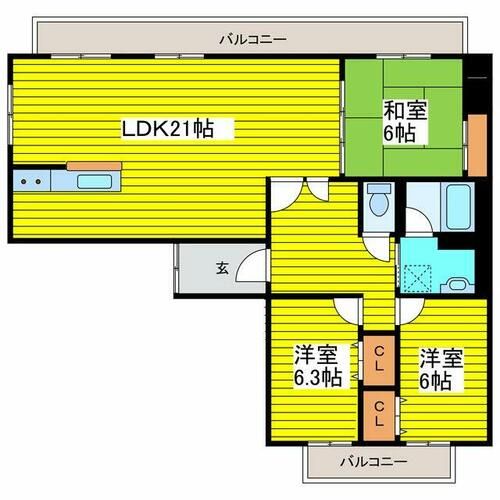 北海道札幌市東区北九条東6丁目(マンション)の賃貸物件の間取り