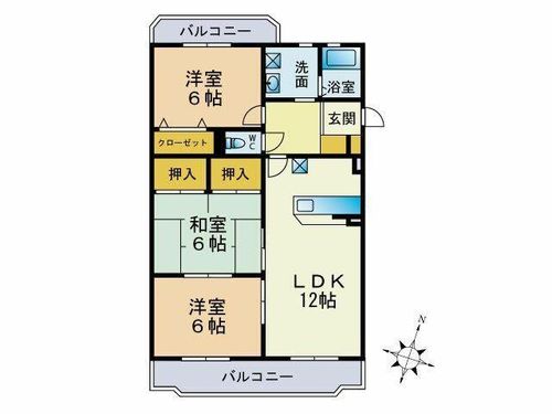 福岡県福岡市博多区月隈6丁目(マンション)の賃貸物件の間取り