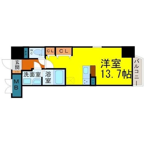 愛知県名古屋市中村区中村町9丁目(マンション)の賃貸物件の間取り