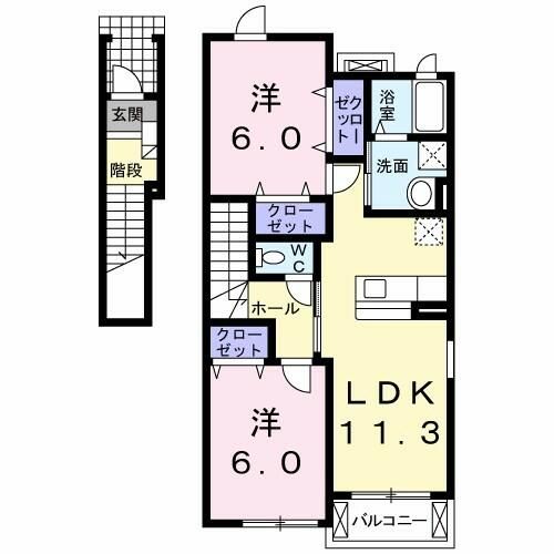 メリディオ葛原Bの間取り