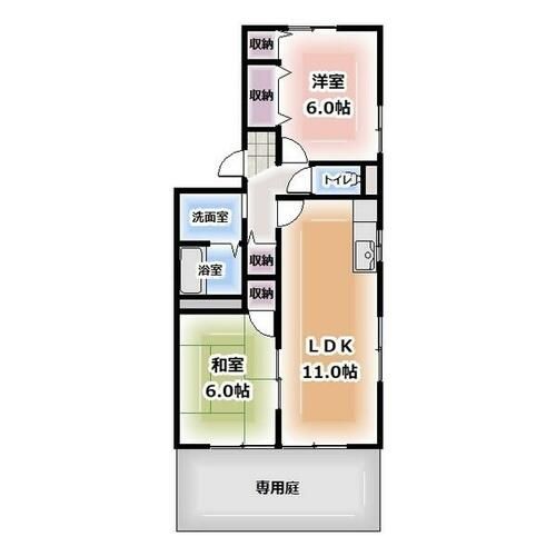 グランドールB棟101の間取り