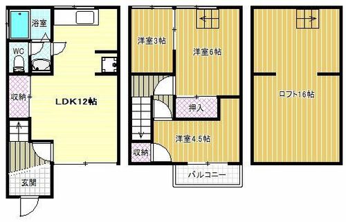 大阪府松原市天美東4丁目(一戸建)の賃貸物件の間取り
