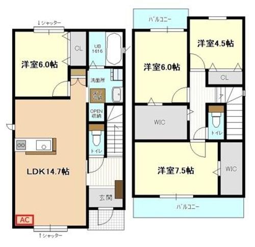 愛知県北名古屋市弥勒寺東2丁目(一戸建)の賃貸物件1の間取り