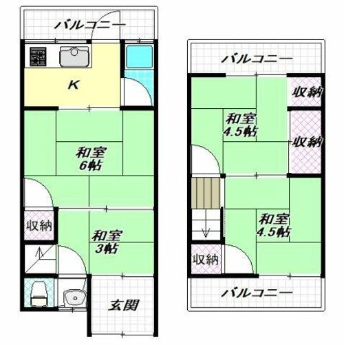 大阪府柏原市今町2丁目(一戸建)の賃貸物件の間取り