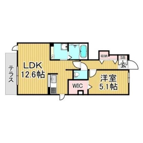 福岡県大野城市山田3丁目(アパート)の賃貸物件の間取り