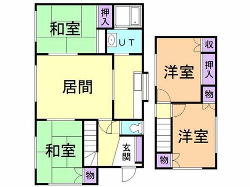 北海道登別市若草町4丁目(一戸建)の賃貸物件の間取り