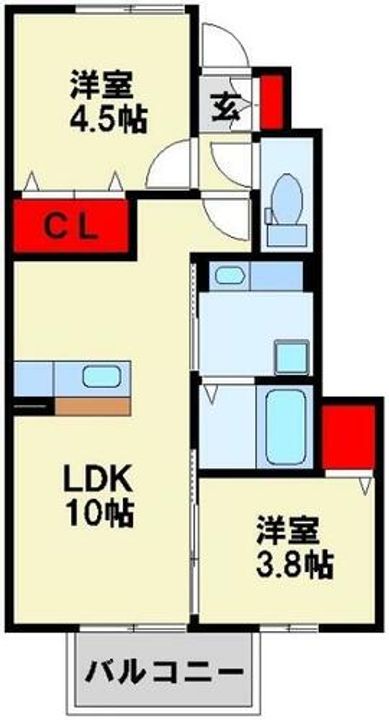 福岡県北九州市八幡西区白岩町(アパート)の賃貸物件の間取り