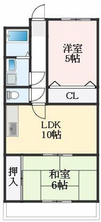 大阪府藤井寺市沢田2丁目(マンション)の賃貸物件の間取り