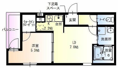 兵庫県尼崎市南七松町1丁目(アパート)の賃貸物件の間取り