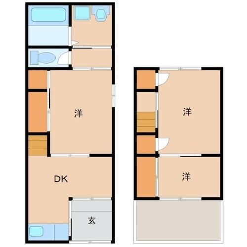 兵庫県尼崎市大庄中通3丁目(テラスハウス)の賃貸物件の間取り
