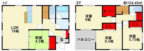 福岡県北九州市八幡西区大平2丁目(一戸建)の賃貸物件2の間取り