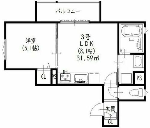 兵庫県尼崎市崇徳院2丁目(アパート)の賃貸物件の間取り
