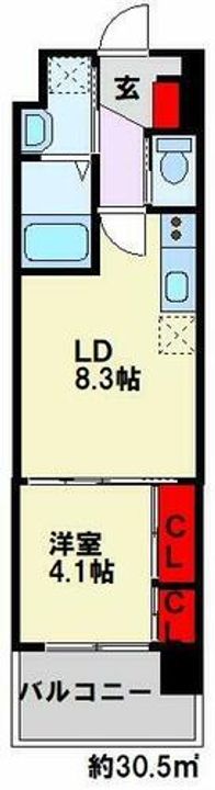 福岡県北九州市若松区童子丸1丁目(マンション)の賃貸物件の間取り