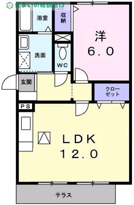 愛知県西尾市田貫1丁目(マンション)の賃貸物件の間取り