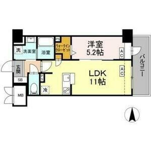 愛知県名古屋市中村区亀島2丁目(マンション)の賃貸物件の間取り