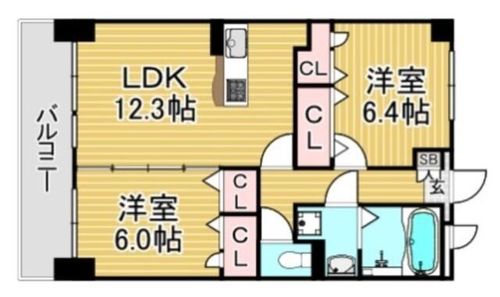 福岡県大野城市横峰2丁目(マンション)の賃貸物件の間取り
